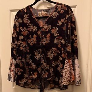 John Mark Rich Brown Floral Blouse